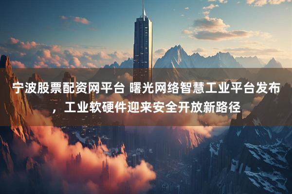 宁波股票配资网平台 曙光网络智慧工业平台发布,工业软硬件迎来安全开放新路径